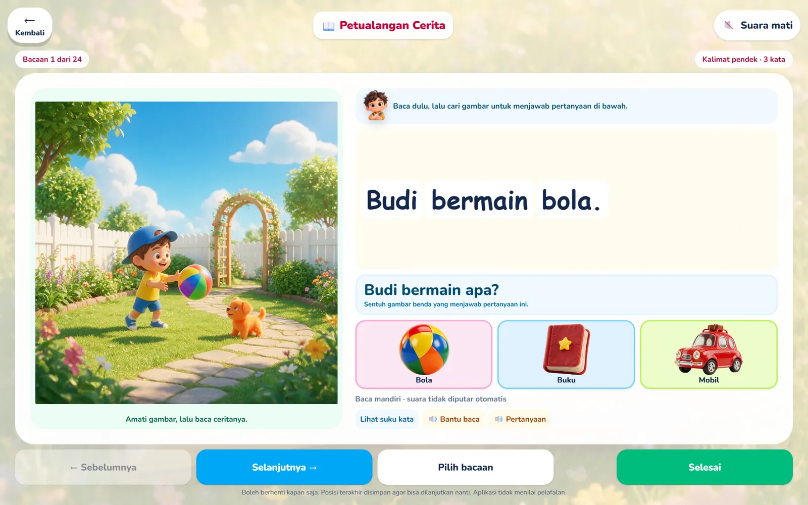 Story adventure with picture questions