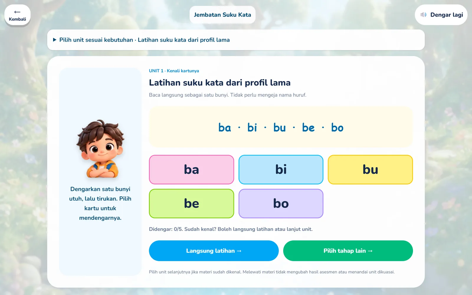 Sound bridge: build syllables from letters
